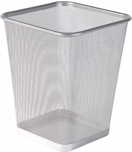 MantraRaj 9 Litre Square Metal Mesh Waste Paper Bin in Silver