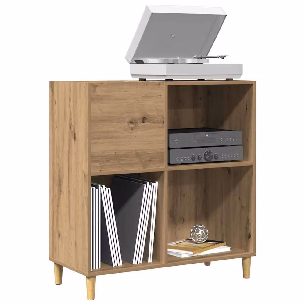 Berkfield Home Artisan Oak Record Cabinet in Brown, W: 84.5 cm, D: 38 cm, H: 89 cm – 2