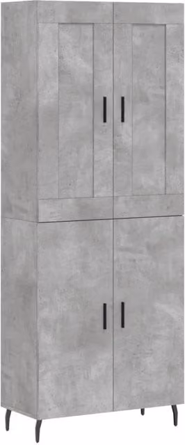 Berkfield Home Highboard in Concrete Grey, W/D/H: 69.5 x 34 x 180 cm