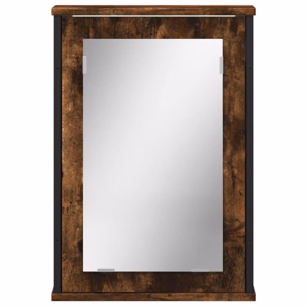 Berkfield Home Smoked Oak Bathroom Mirror Cabinet in Brown, W/D/H: 42 x 12 x 60 cm – 4