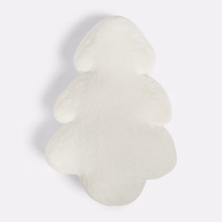 OHS White Faux Fur Christmas Tree Scatter Cushion Decorative Pillow, W/D/H: 30 x 30 x 30 cm