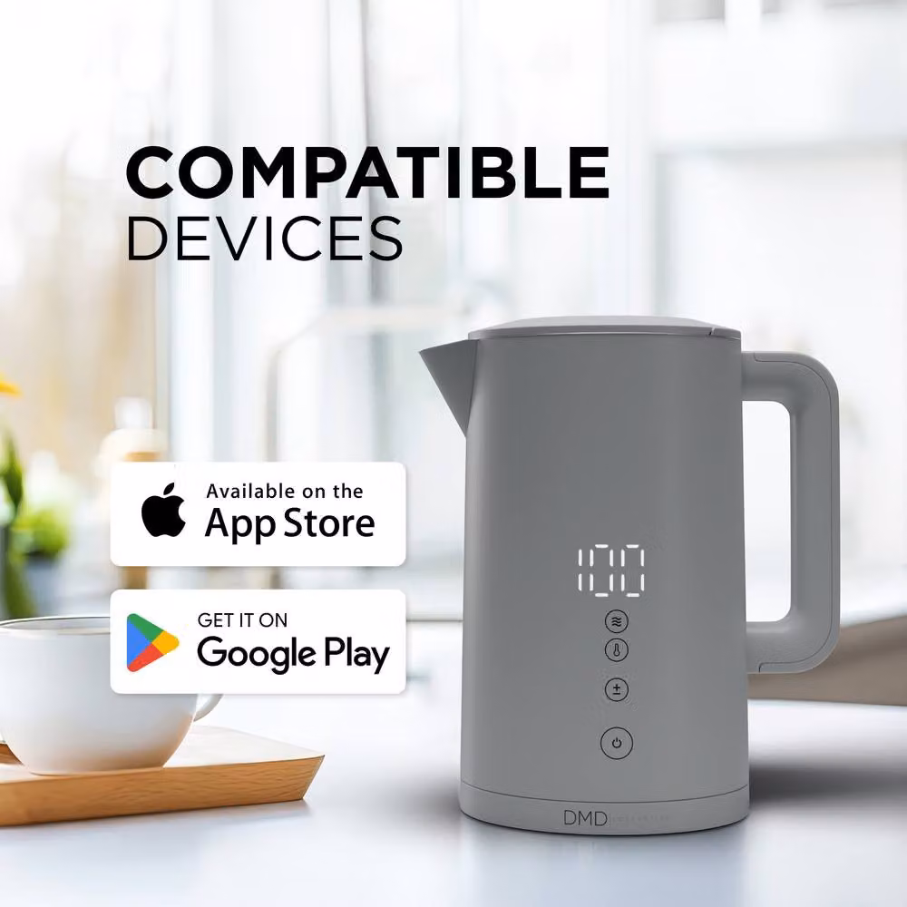 DMD Collective 1.5L Smart Kettle with Wi-Fi, App and Voice Control, Touchscreen and Keep Warm Function, 2200W, Grey – 3