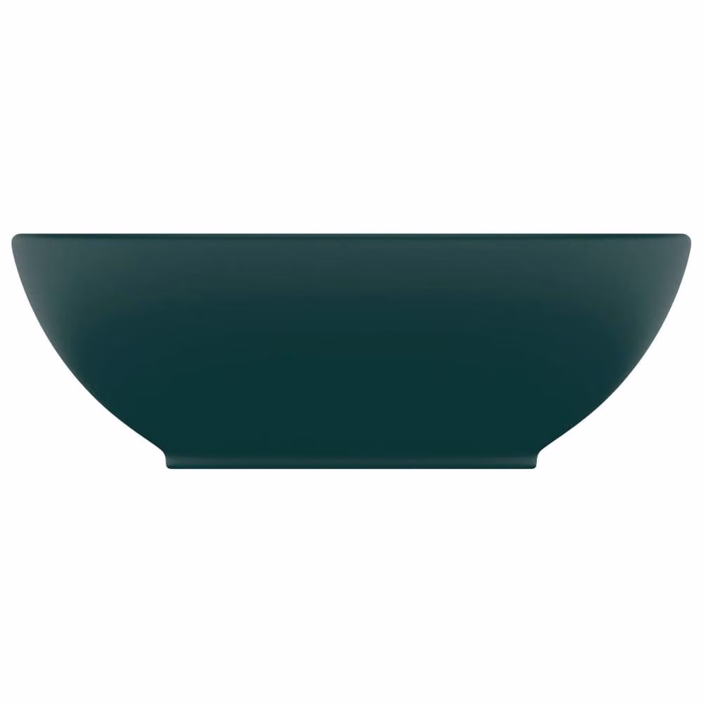 Berkfield Home Luxury Oval Ceramic Countertop Basin in Matt Dark Green W: 40 cm, D: 33 cm – 3