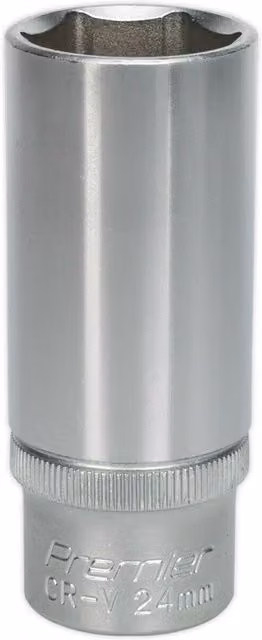 Loops 24mm Deep Drive Socket 1/2 inch Square Drive in Silver Chrome Vanadium Steel – 1