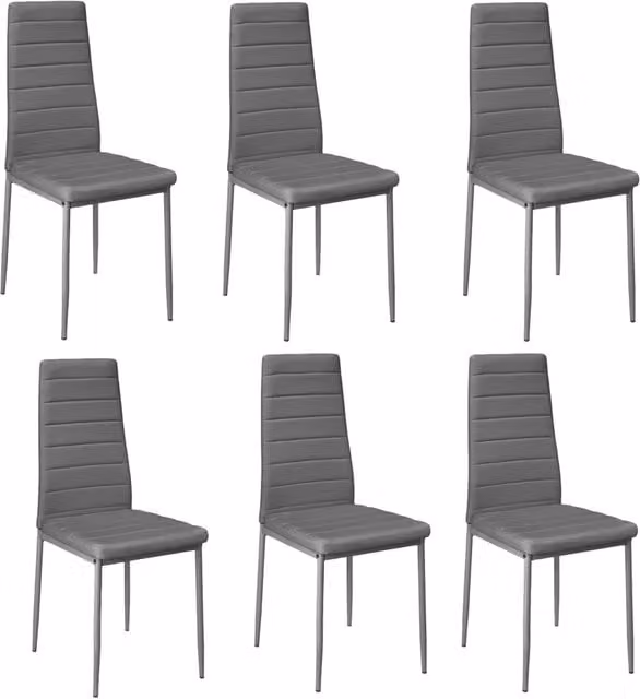 Livingandhome Set of 6 Modern Faux Leather Armless High Back Dining Chairs in Grey