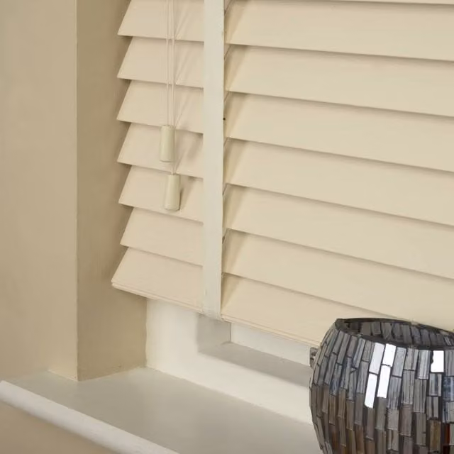 Terrys Elementi Made To Measure Wooden Venetian Blind, 50mm Wood Essence, Linara Cream