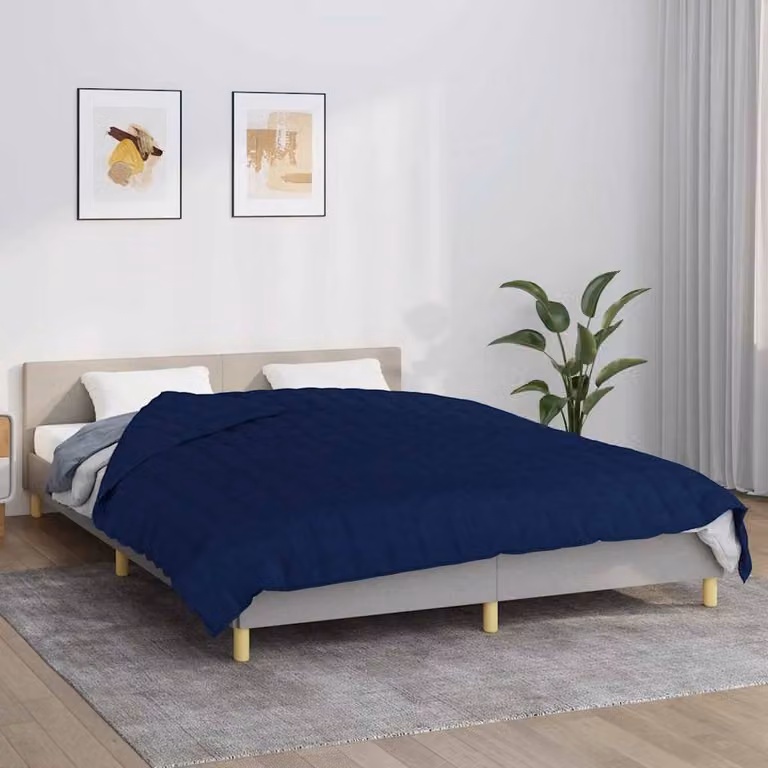 Berkfield Home Allergy Friendly Weighted Blanket in Blue, W/D/H: 200 x 200 cm, 9 kg