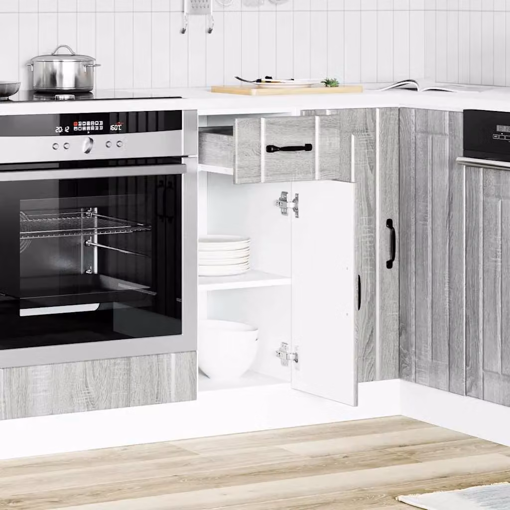 Berkfield Home Lucca Grey Sonoma Modern Freestanding Kitchen Sink Unit in Matt Engineered Wood – 2