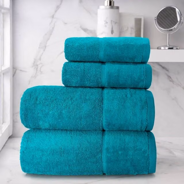 Velosso Super Soft Plush 100% Cotton Terry Velour Towel in Jade Green