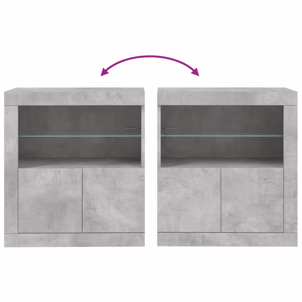 Berkfield Home Modern Sideboard with Integrated LED Lights in Grey, W/D/H: 60.5 x 37 x 67 cm – 5