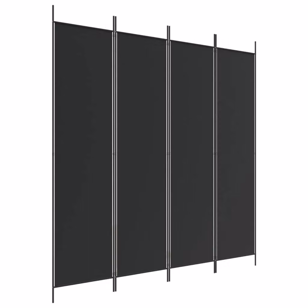 Berkfield Home 4-Panel Room Divider in Black Fabric, W/H: 200 x 200 cm – 2