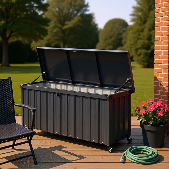 Breeins 550L Lockable Metal Storage Box with Wheels in Anthracite