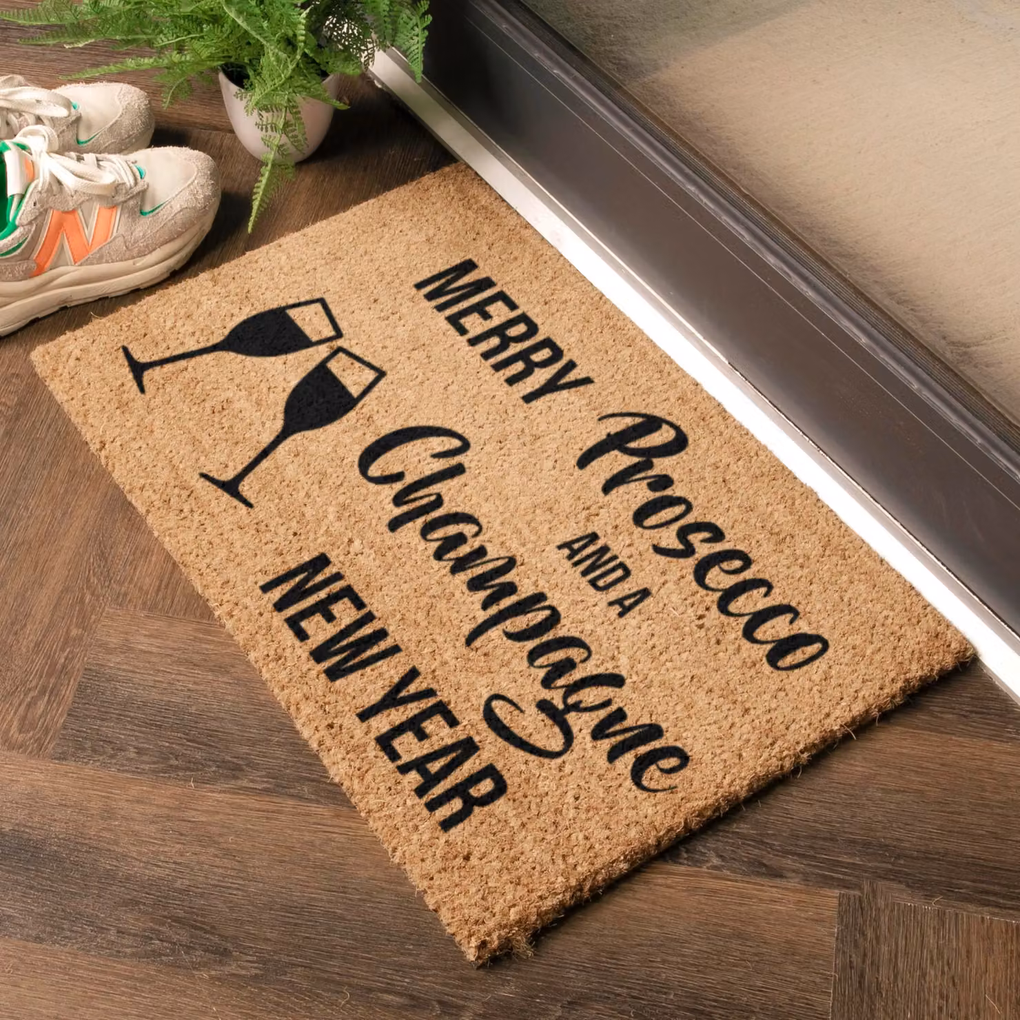 Artsy Mats Merry Prosecco & Champagne New Year Rectangular Doormat, Black, W/D: 60 x 40 cm – 2