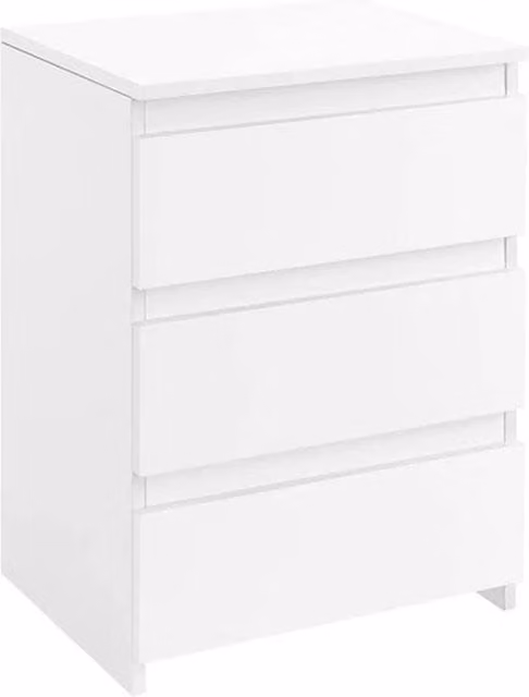 VOGREX White 3 Drawer Vertical Nightstand for Bedroom and Living Room