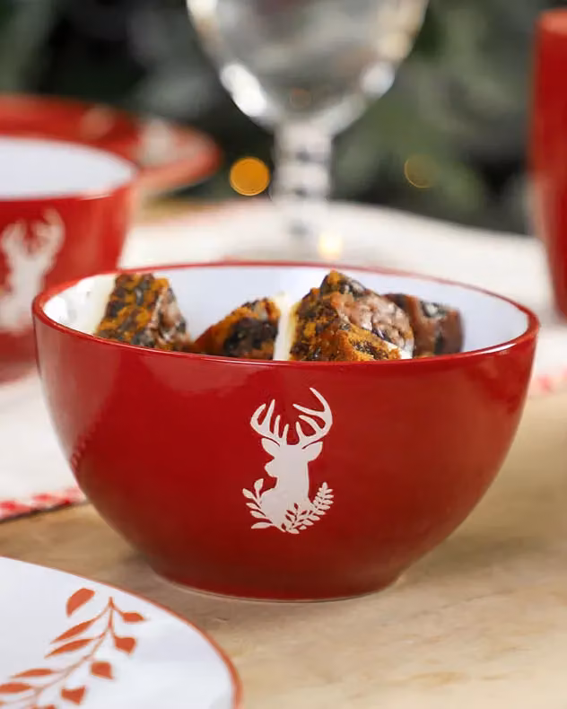 Dibor Red Stag Christmas Stoneware Bowls, Set of 4, Diameter: 14.5 cm – 3