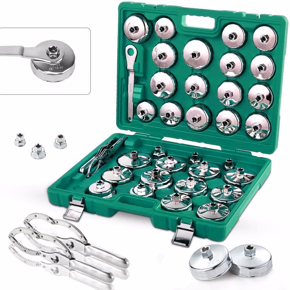 Ventryn 35-Piece Oil Filter Socket and Wrench Cup Type Cap Removal Set in Silver and Multicolour – 4
