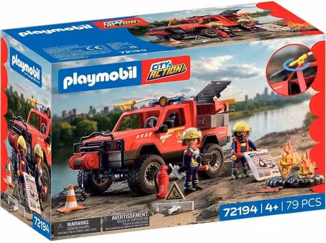 Playmobil Fire Pickup Truck Playset in Red