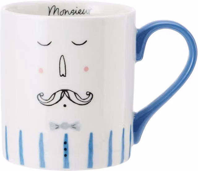 Mikasa Monsieur Blue and White Porcelain Mug, 280ml