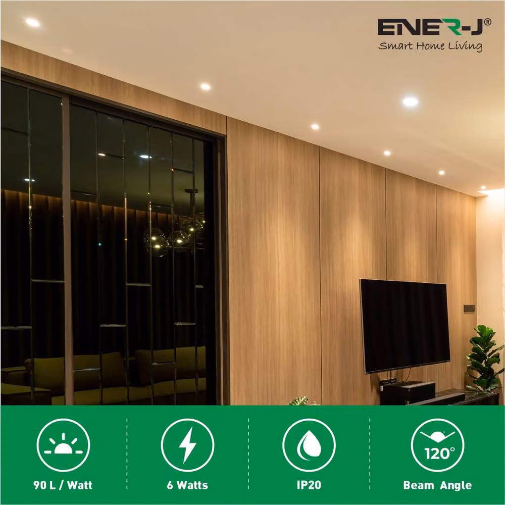 ENER-J 6W Round Recessed LED Mini Panel, White, 240V – 3