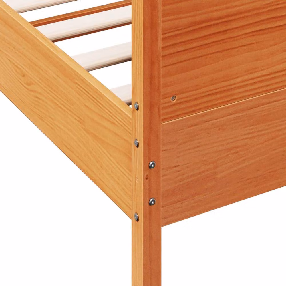 Berkfield Home Waxed Brown Solid Pine Wood Bed Frame W/D/H: 200 x 140 x 74.5 cm – 4