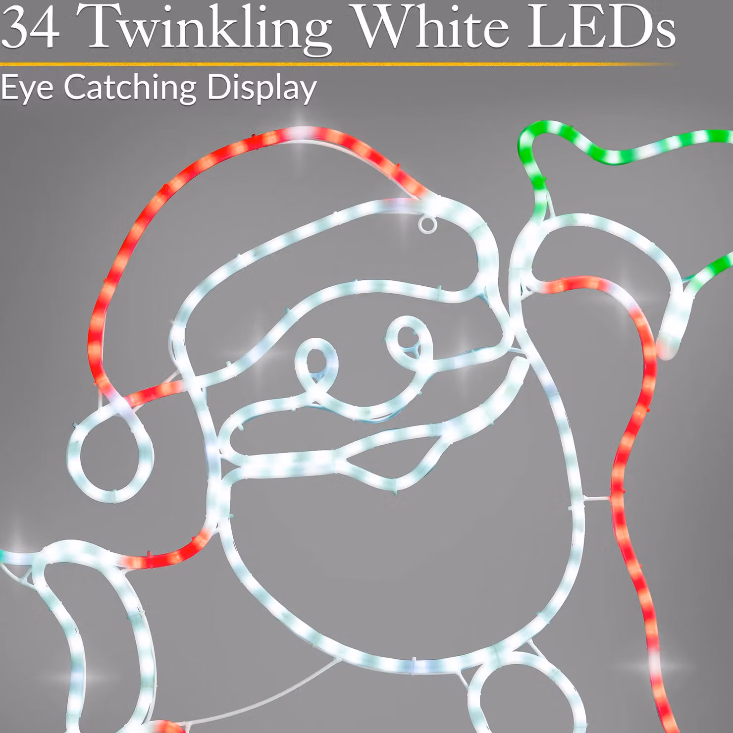 Christow Santa Christmas Rope Light Silhouette Flashing LED Outdoor Wall Decoration, Multicolour and White, Height: 101 cm – 2