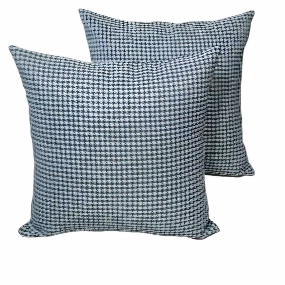 Luxury Living Pair of Grey Houndstooth Woven Square Cushions with Removable Washable Covers, W/D/H: 45 x 45 x 45 cm – 2