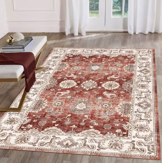 The Rug Shop UK Red Floral Traditional Rectangular Rug, W: 160 cm, D: 230 cm