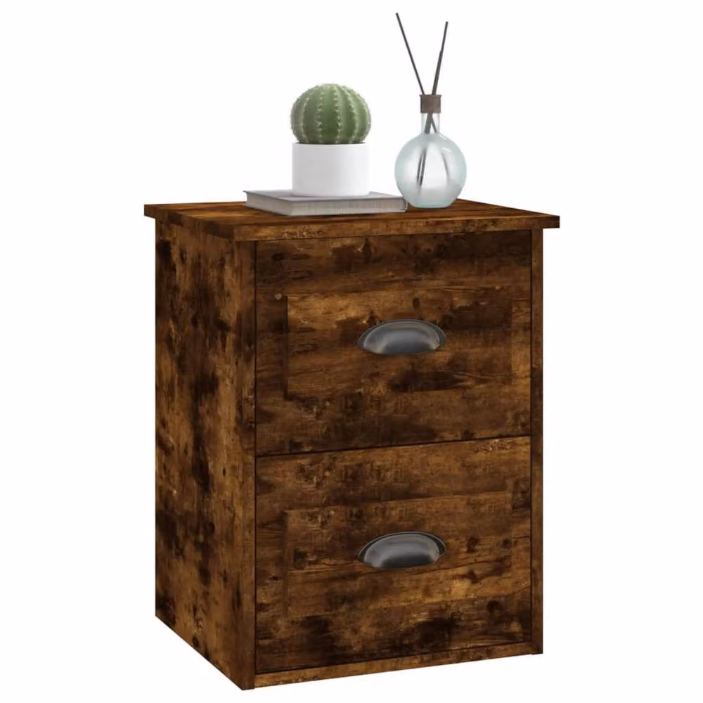 Berkfield Home Wall-mounted Bedside Cabinet in Smoked Oak Brown, W: 41.5 cm, D: 36 cm, H: 53 cm – 3