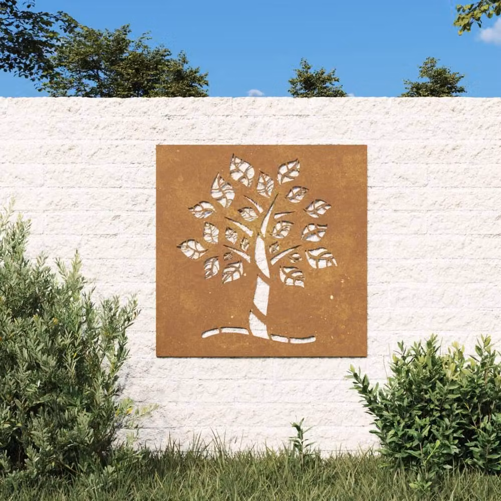 Berkfield Home Brown Floral Tree Metal Wall Decoration, W/H: 55 x 55 cm – 2