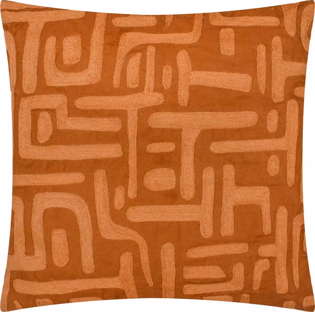 Make it a Home Orange Square Cotton and Polyester Graphic Cushion