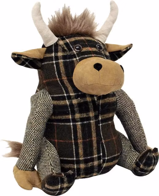 Paoletti Brown Checked Highland Cow Freestanding Textile Door Stop