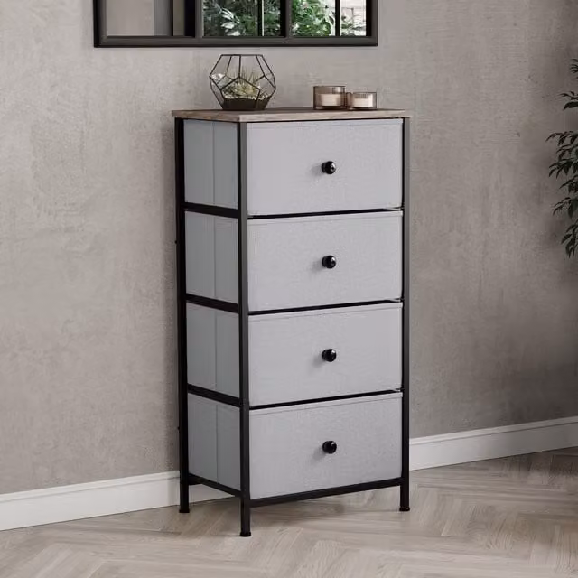 Vida Designs Modern Fabric Chest of Drawers in Beige and Grey