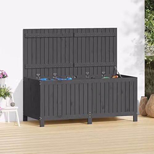vidaXL Rustic Grey Garden Storage Box in Solid Pine Wood W/D/H: 147 x 64 x 64 cm – 2