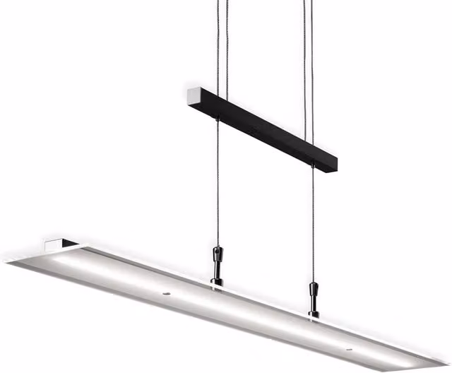 B.K.Licht Black Modern Dimmable LED Pendant Light with Adjustable Height and Glass Detail