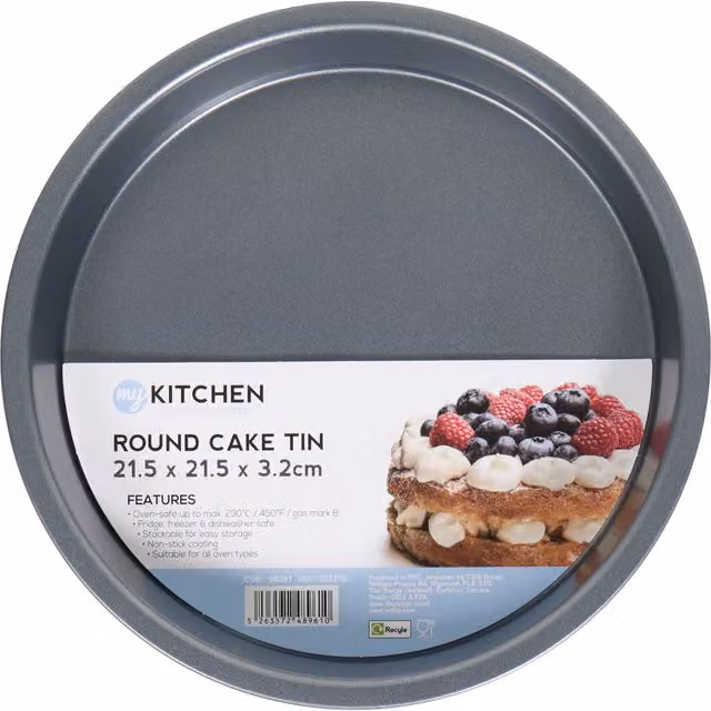 My Kitchen Round Non-Stick Carbon Steel Cake Tin, Dark Grey