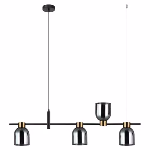 Netlighting Servio Modern Bar Pendant Ceiling Light in Black with Transparent Glass and E14 Socket