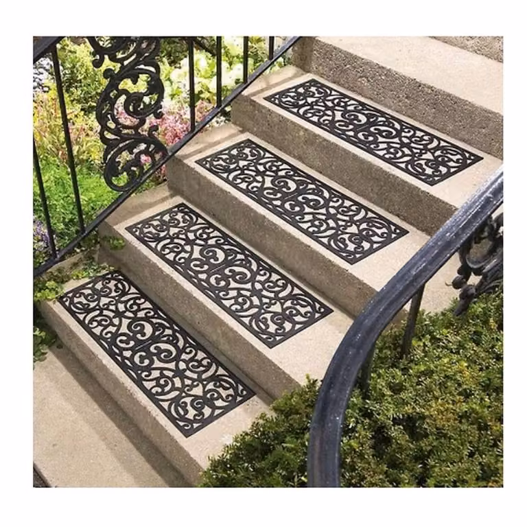 SPETLEK 4 Anti Slip Black Rubber Stair Step Treads Mat, W: 1000 cm, D: 52 cm