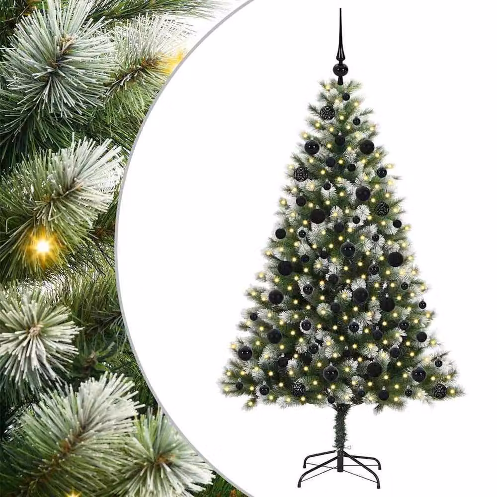 Berkfield Home Artificial Hinged Christmas Tree with Flocked Snow, Green, Height: 180 cm – 2
