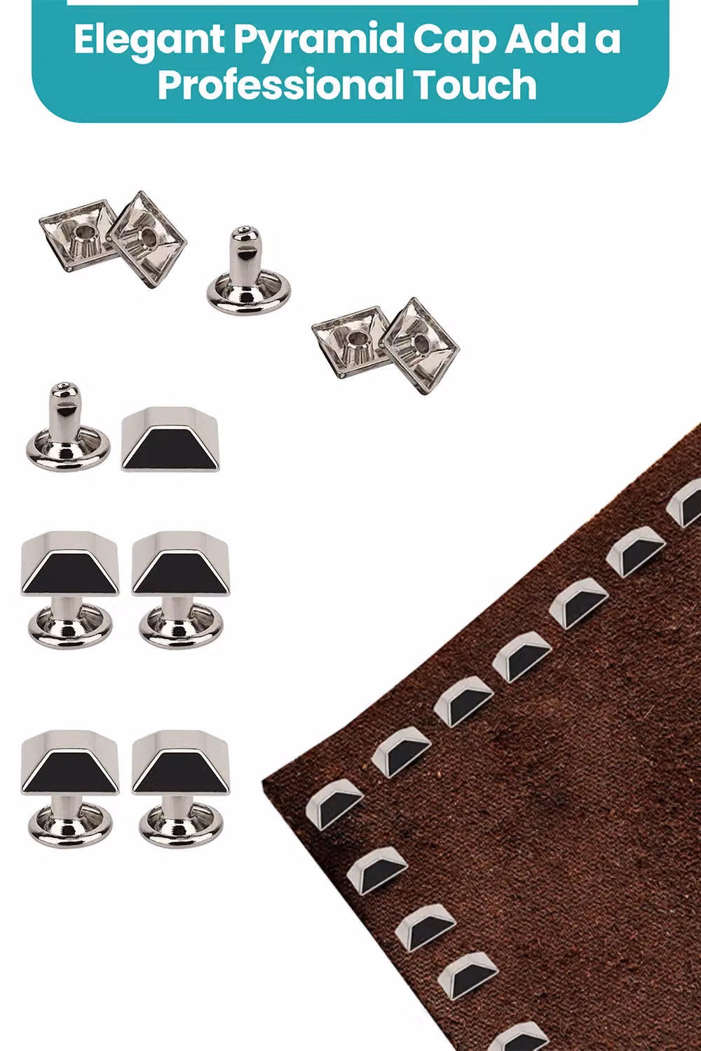 Neel Blue 25pcs Silver Alloy Pyramid Feet Caps with 7mm Back Rivets, 12mm – 3
