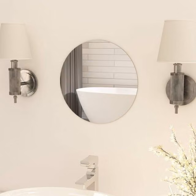 Berkfield Home Round Frameless Glass Wall Mirror in Silver, Diameter: 30 cm – 1