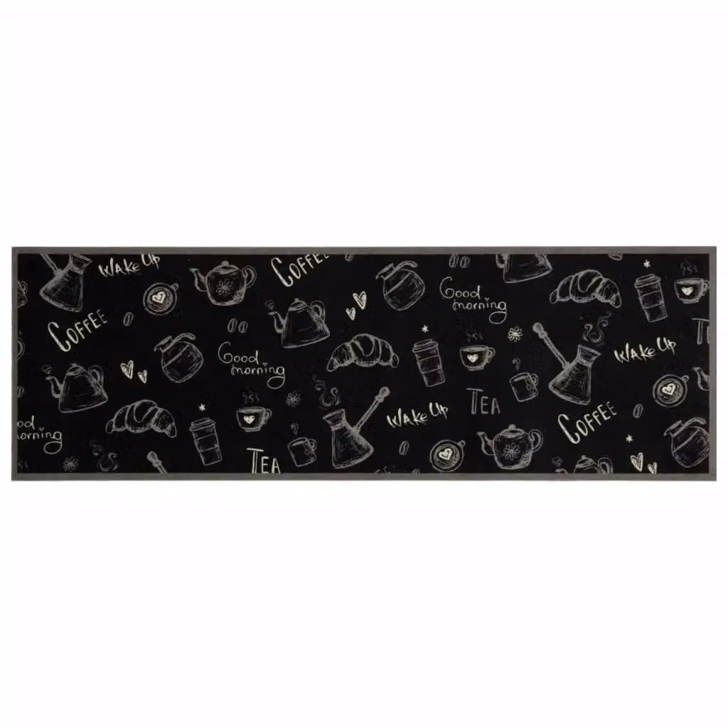 Berkfield Home Morning Black Washable Non-Slip Kitchen Rug, W: 60 cm, L: 180 cm – 2