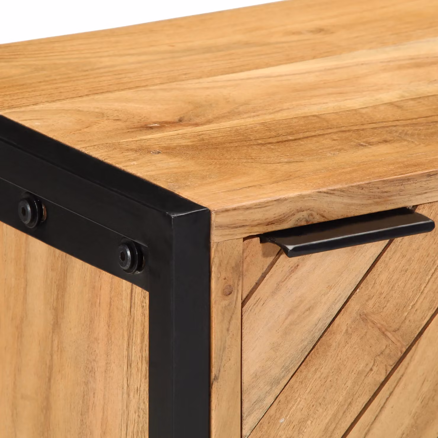 Berkfield Home Industrial Bedside Cabinet in Brown Acacia Wood and Metal, W/D/H: 40 x 30 x 50 cm – 5