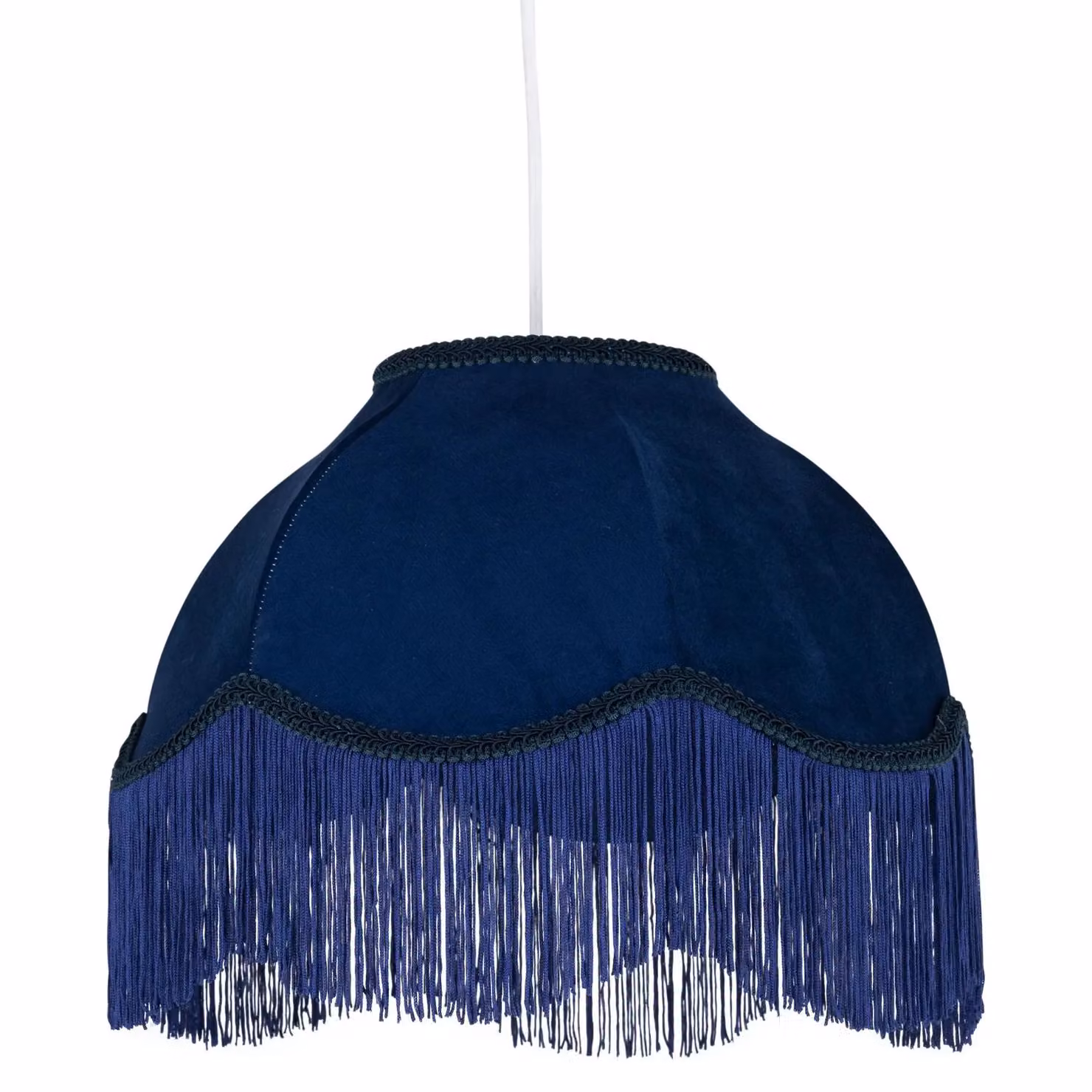 First Choice Lighting Set of 2 Navy Blue Velvet Fringed Round Pendant or Lamp Shades – 2