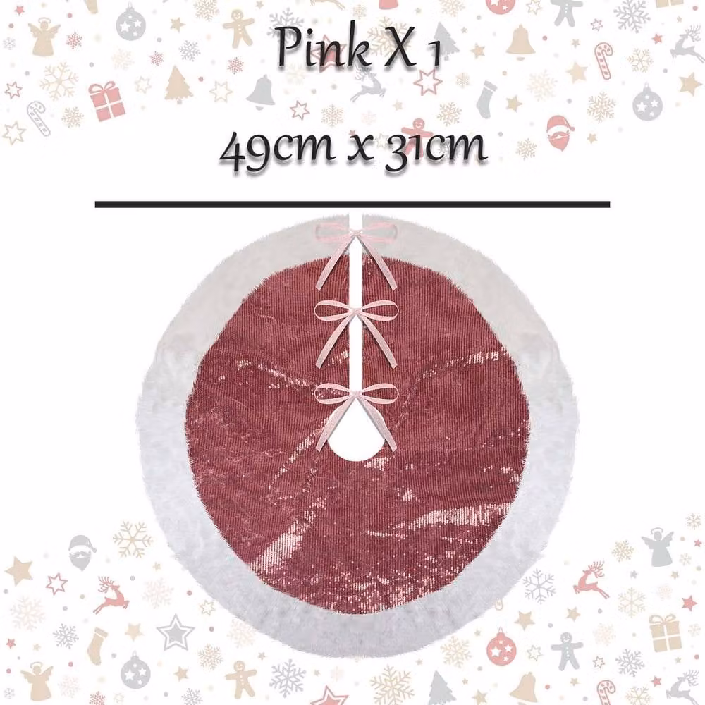 VFM e-Store Pink Sequin Christmas Tree Skirt, W: 49 cm, D: 31 cm – 2
