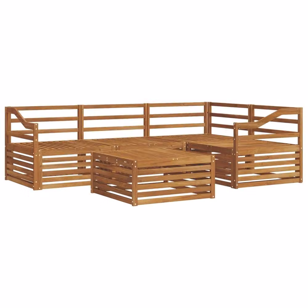 Berkfield Home 5-Piece L-Shape Outdoor Sofa Set in Brown Solid Acacia Wood – 2