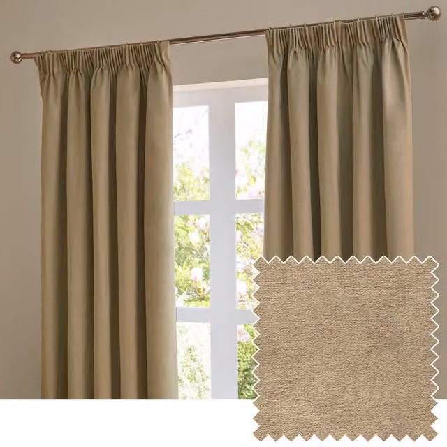 Make It A Home Brown Velvet Pencil Pleat Room Darkening Curtain Pair, Width: 168 cm, Height: 229 cm