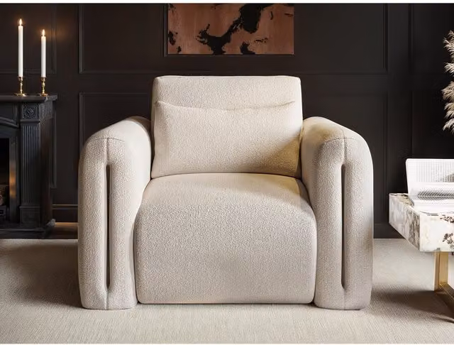 SolaceCo Mabel Armchair in Beige Chenille Fabric