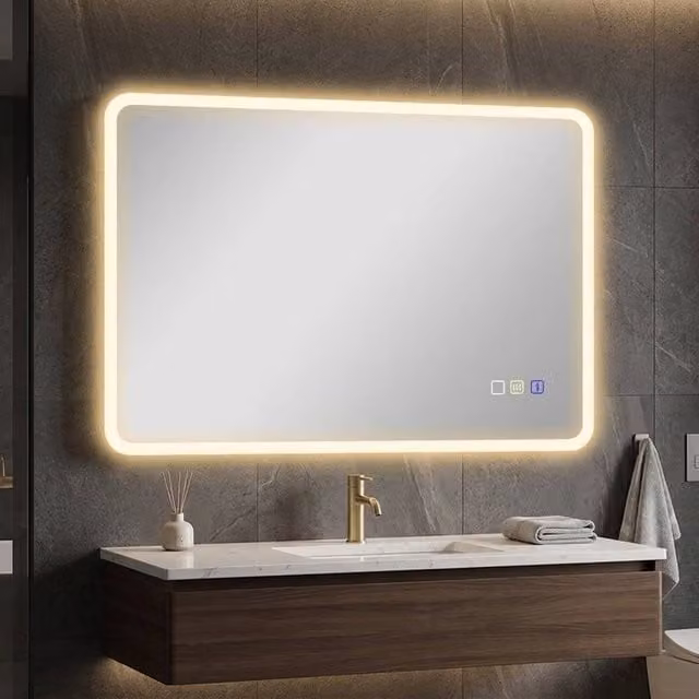 STILVORA LED Bluetooth Bathroom Mirror in Silver, Rectangular, W/H: 60 x 80 cm
