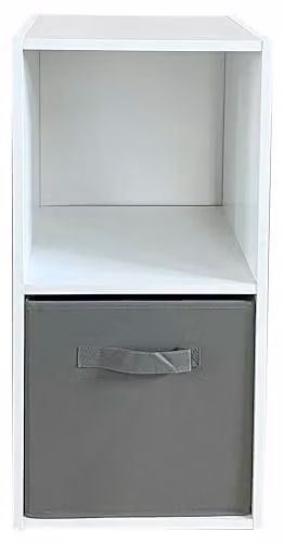 Spot on dealz 2 Cube Storage Unit Wooden Bookcase in Grey or White, W/D/H: 60 x 30 x 60 cm