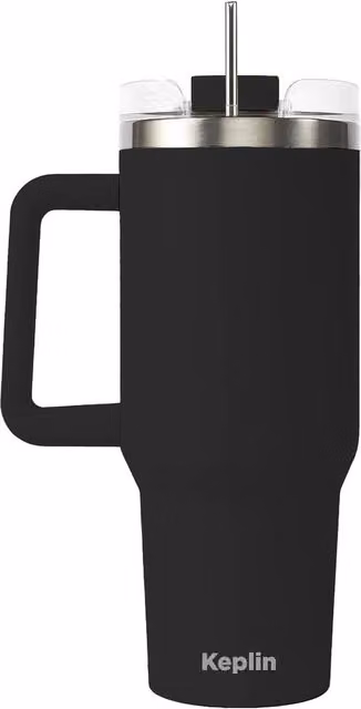 Keplin Insulated Travel Tumbler with Handle and Straw, 1200 ml, Black – 1